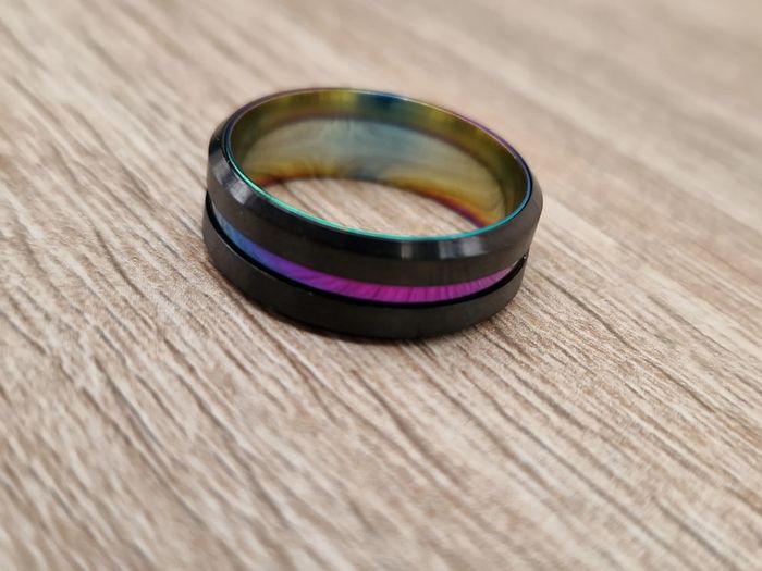 Bague Acier Inoxydable Noir Et Cameleon Multicolore - photo numéro 6