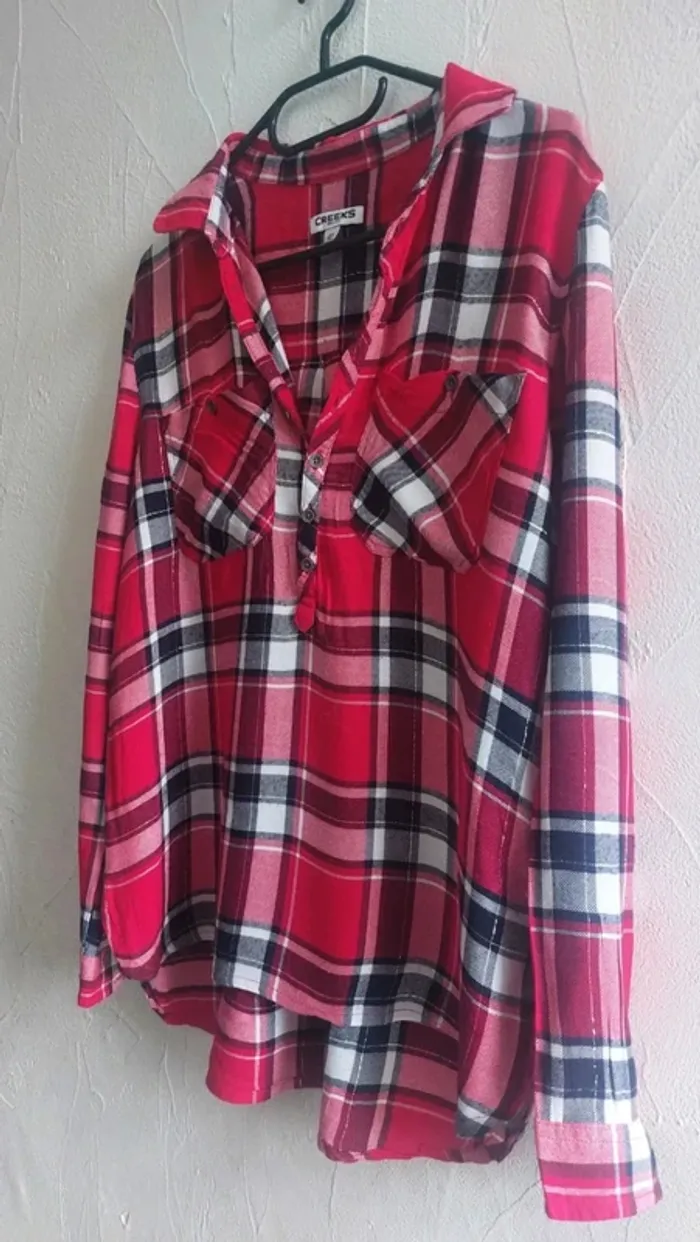 Blouse à carreaux rouges - Taille 40 - photo numéro 2