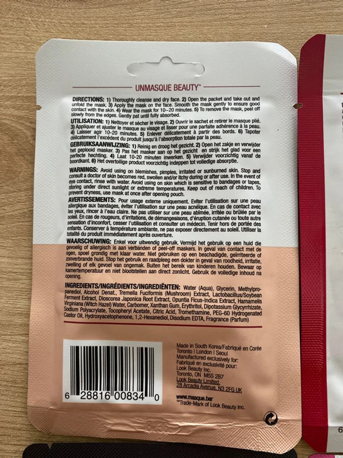 Lot de 4 masques visage neuves - photo numéro 2