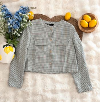 Blazer en tweed Zara bleu et marron taille M