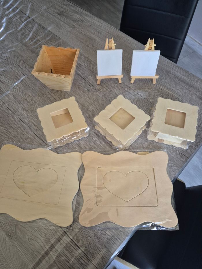 Lot d'accessoires en bois à peindre pour les enfants