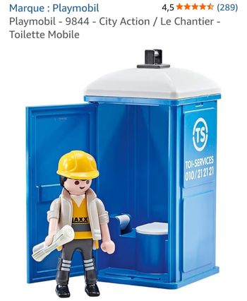 Jouet - jeux de construction playmobil 9844 le chantier toilette mobile - Neuf