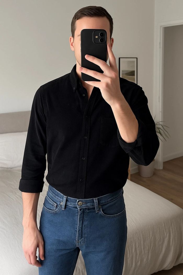 Chemise IZAC noire à manches longues – Taille M