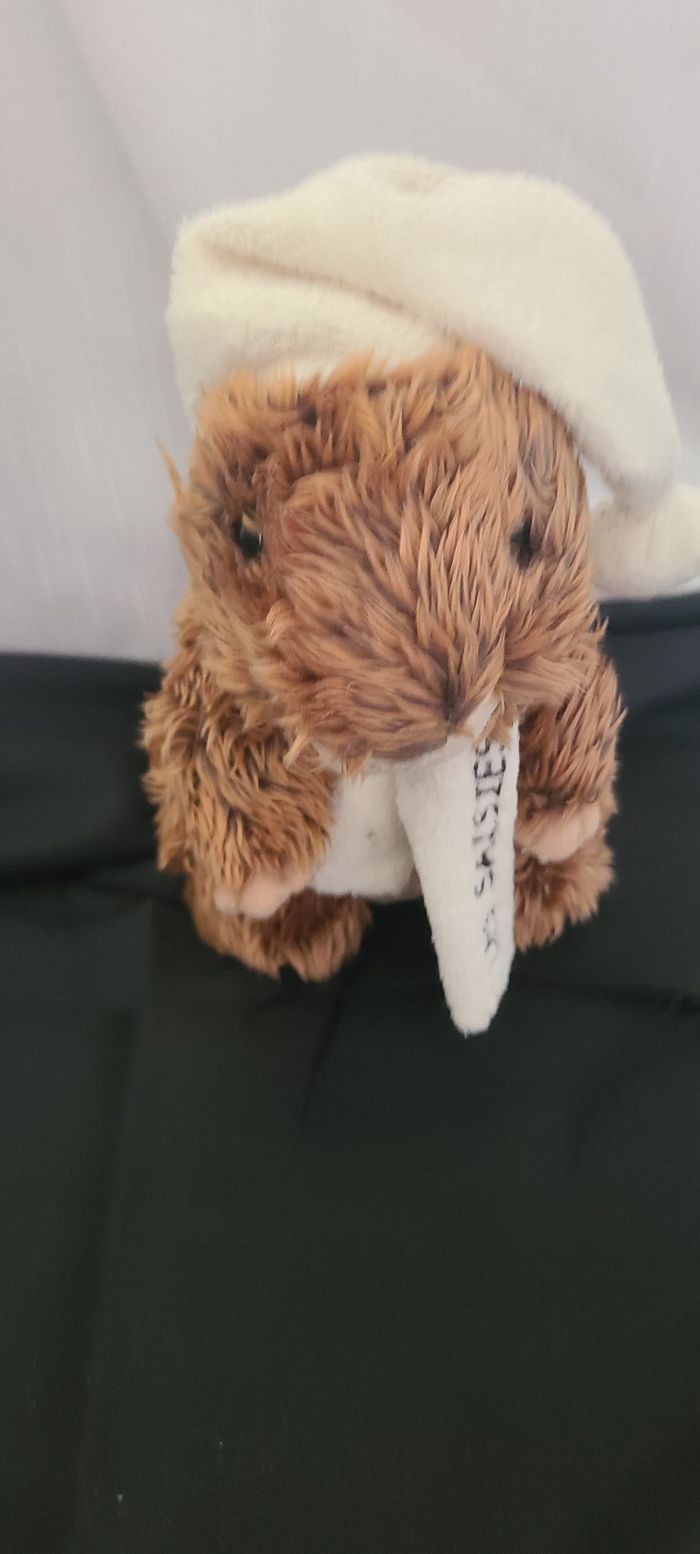 Peluche doudou castor brun marron écharpe - photo numéro 2