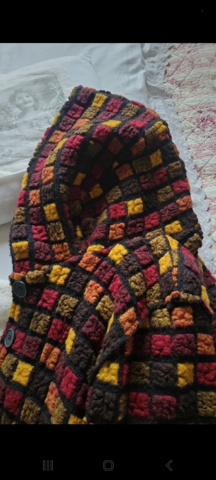 Manteau original laine bouillie multicolore - photo numéro 6