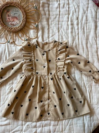 Robe en velours côtelé imprimée cœur - Shein