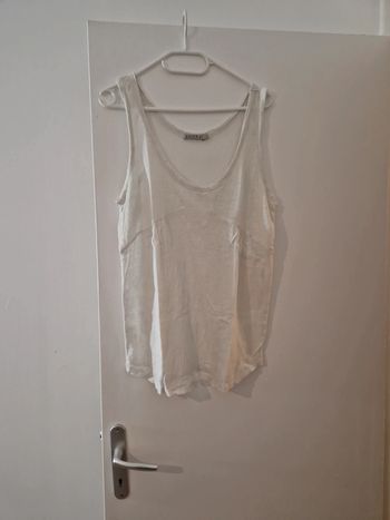 Débardeur femme été blanc taille 2 100% lin TBE kookai