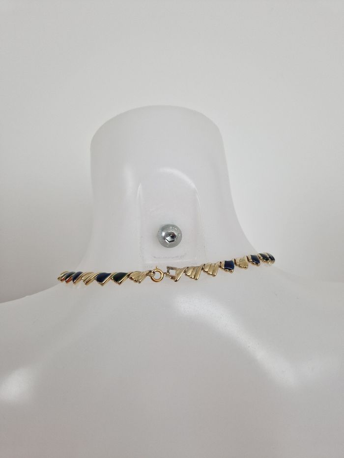 Collier vintage doré avec touche bleu et vert - photo numéro 4