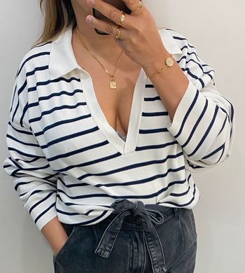 Superbe Pull Léger Ample A Rayures Taille M Et Plus