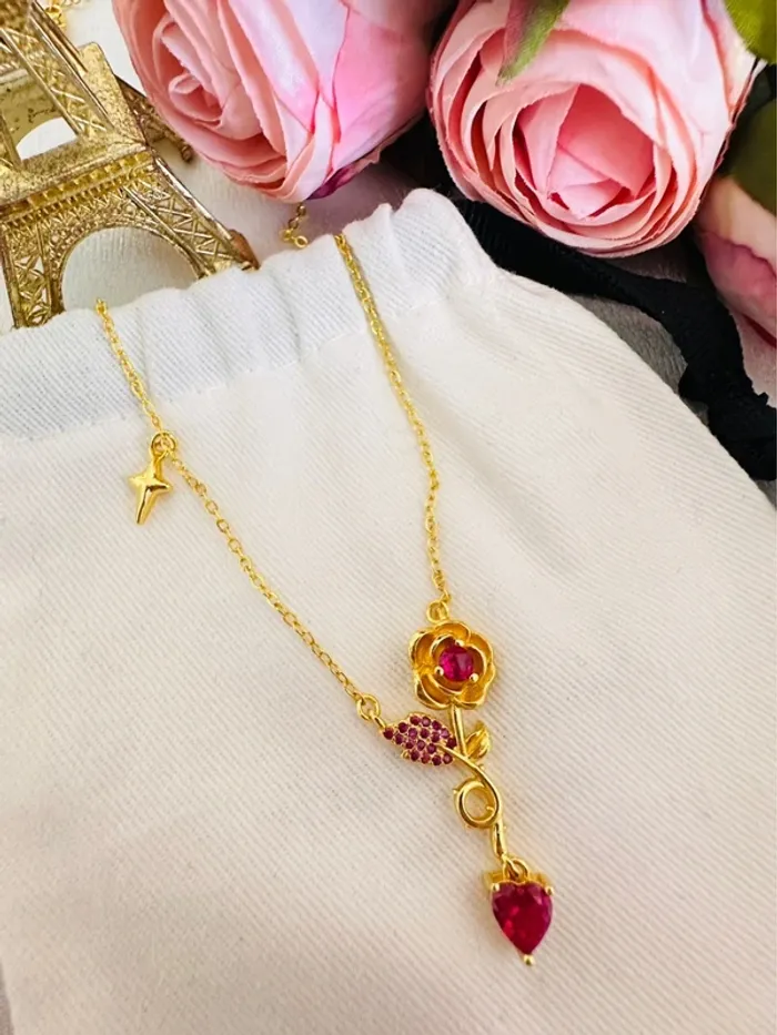 🌹Collier Rose du Petit Prince– or libre vietnamien, fait main - photo numéro 4