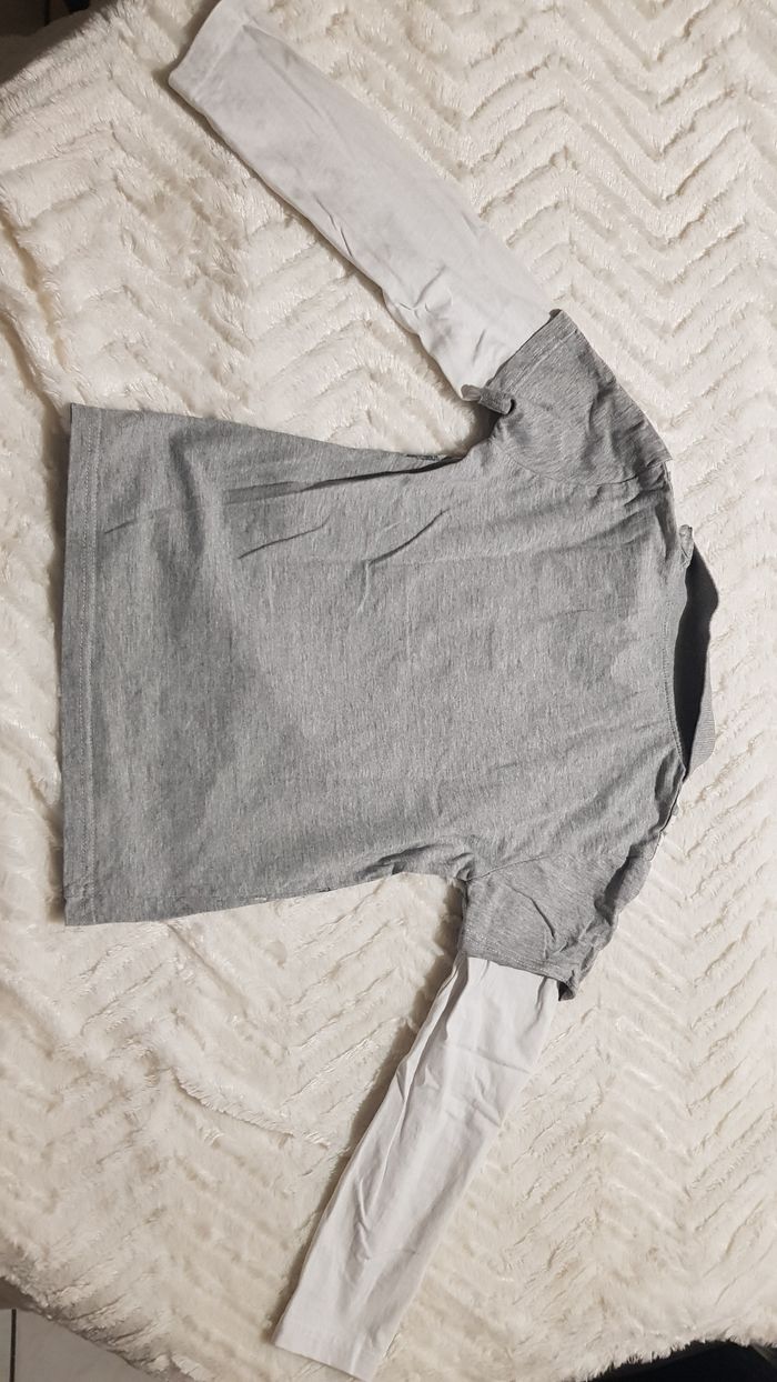 T-shirt a manche longue blanc et gris - photo numéro 2