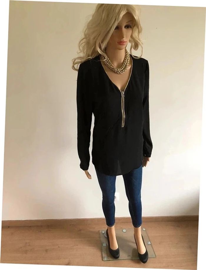 Blouse noire et dorée neuve à manches longues Sweewe taille M/L - photo numéro 4