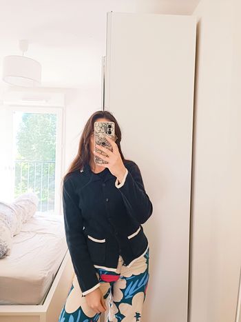 Cardigan vintage noir et blanc