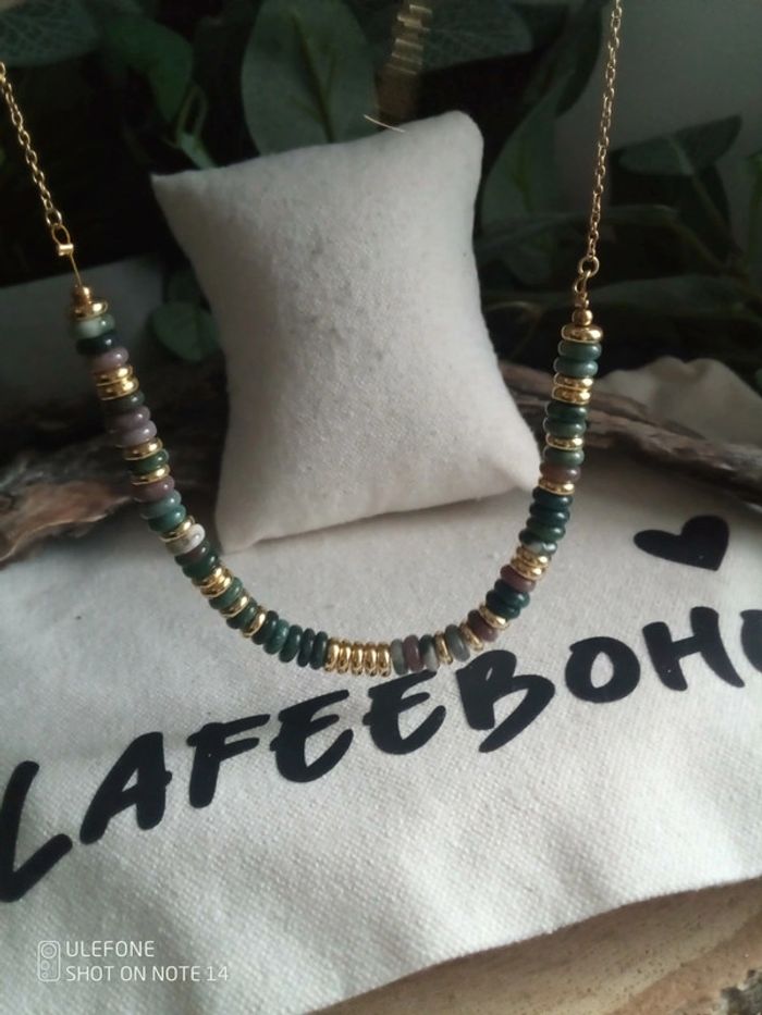 Collier en pierres naturelles d'agate Indienne - photo numéro 4