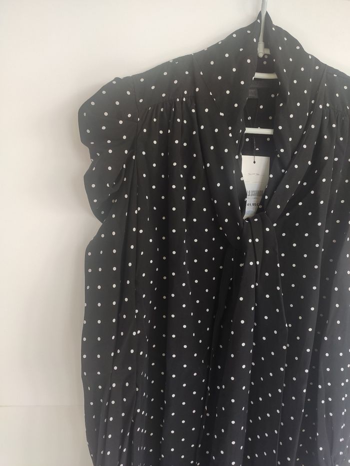 Zara tunique robe noire à pois S - photo numéro 2