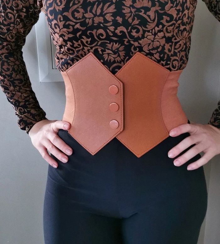 A41 ceinture gaine corset vintage rétro ajustable marron - photo numéro 5