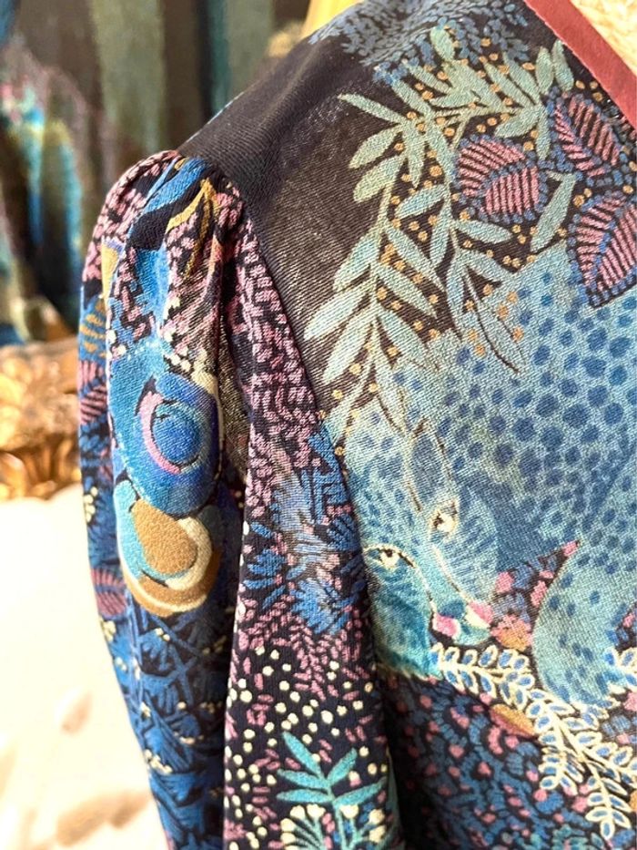 Robe à Motifs végétal panthère plissé Multi-Couleurs vintage - photo numéro 9