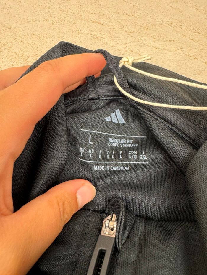 Veste de survêtement Adidas Noir a empiècement blanc Neuve Taille L - photo numéro 6