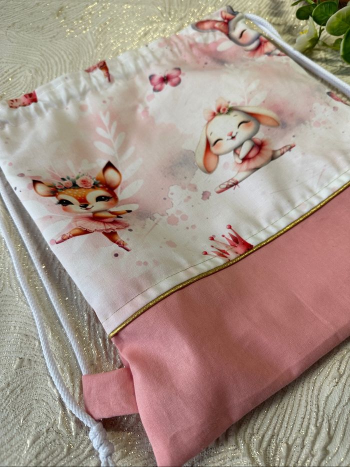 Sac à dos pochon coulissant biche rose - photo numéro 4