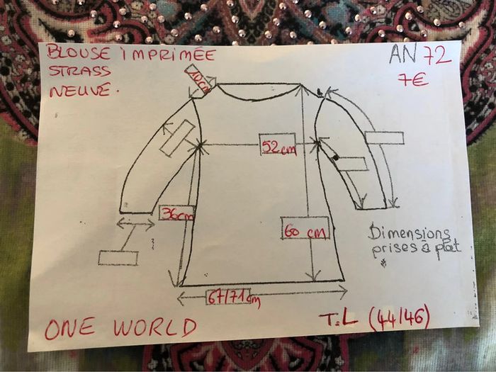 AN72:Blouse imprimée et strass TL (44/46) NEUVE - photo numéro 14
