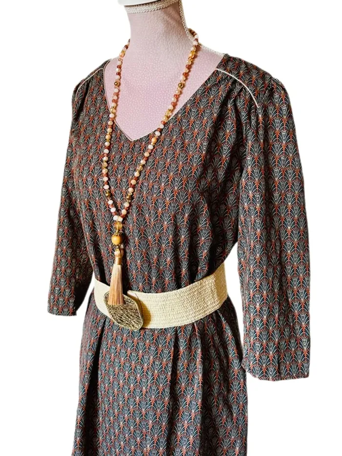 🧡🍂Robe tunique vintage bohème dorée M/38 Boho chic oriental vibes tunic dress🍂🧡 - photo numéro 8