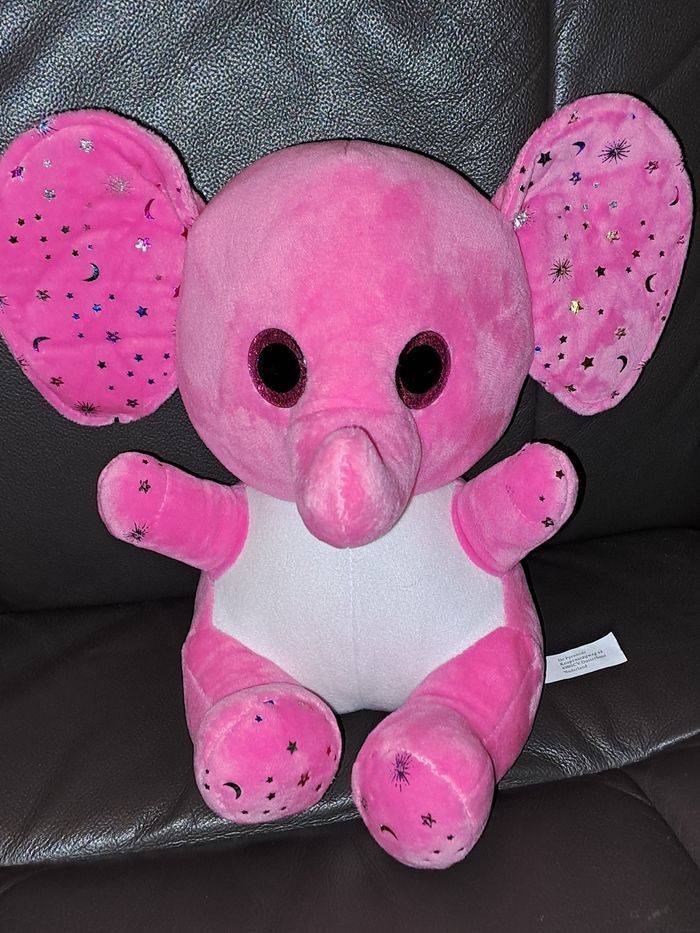 Peluche éléphant rose - photo numéro 2