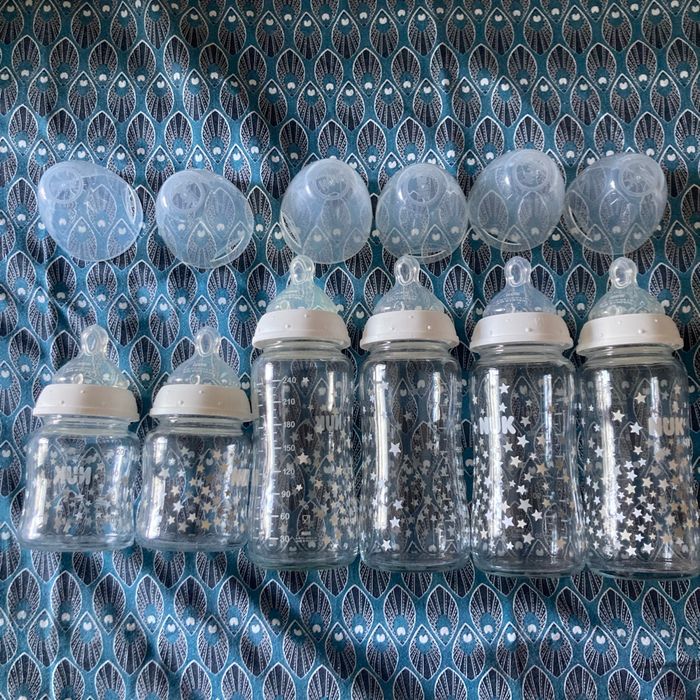 Lot de 6 biberons en verre