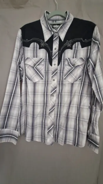 Chemise Stars et stripes homme femme  L gris/noir
