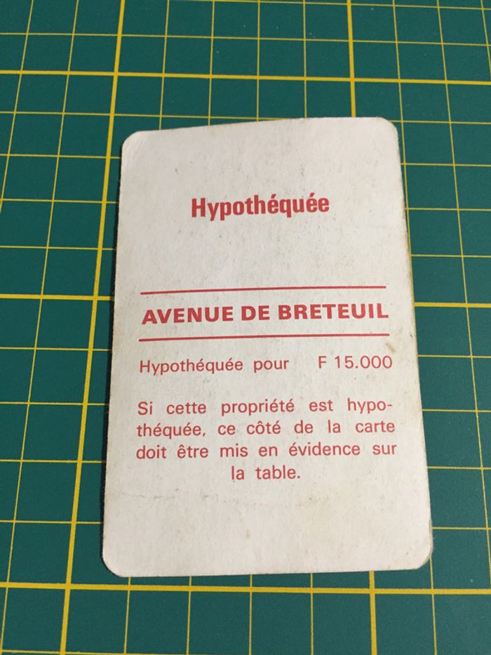 Carte Avenue de Breteuil pièce détachée Monopoly Miro Parker company #A63 - photo numéro 2