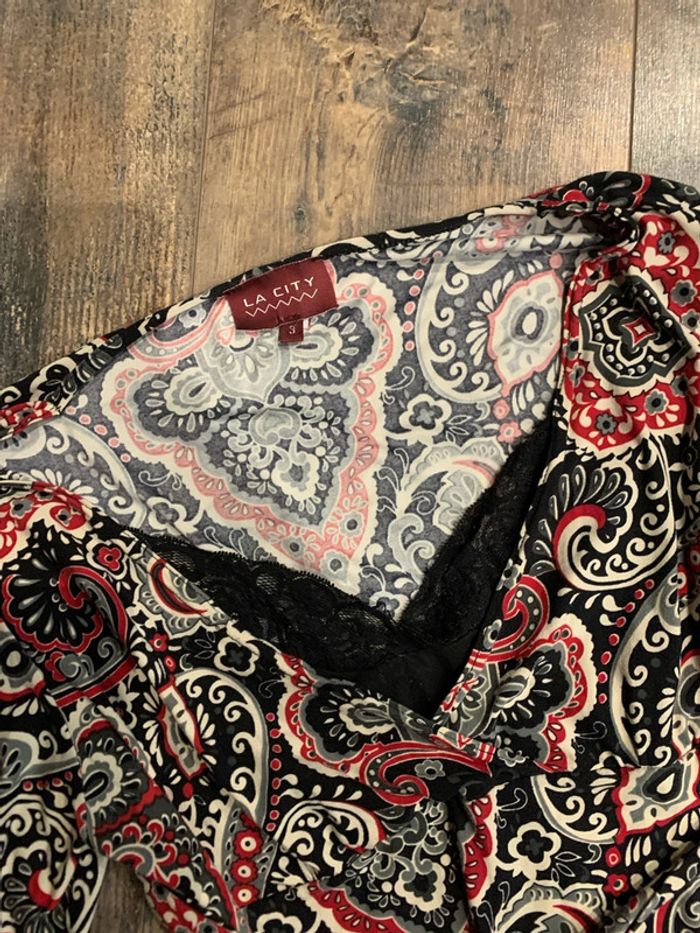 Blouse 3/4 manches motif vintage - photo numéro 2