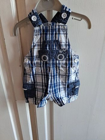Salopette short bleu et blanc 3mois