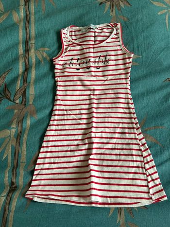 Robe élastique marinière rouge et blanc 3 ans chicaprie
