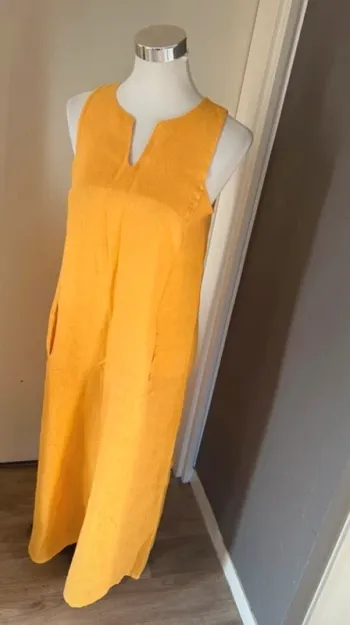AT.P.CO robe longue en lin jaune été femme, taille 36