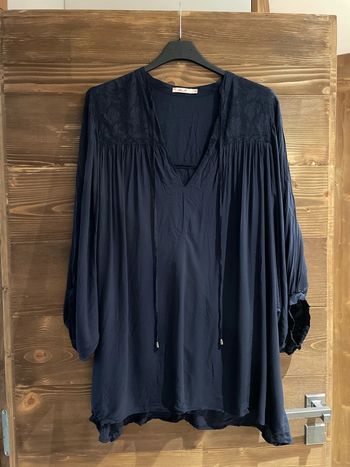 Blouse tunique longue bleu marine