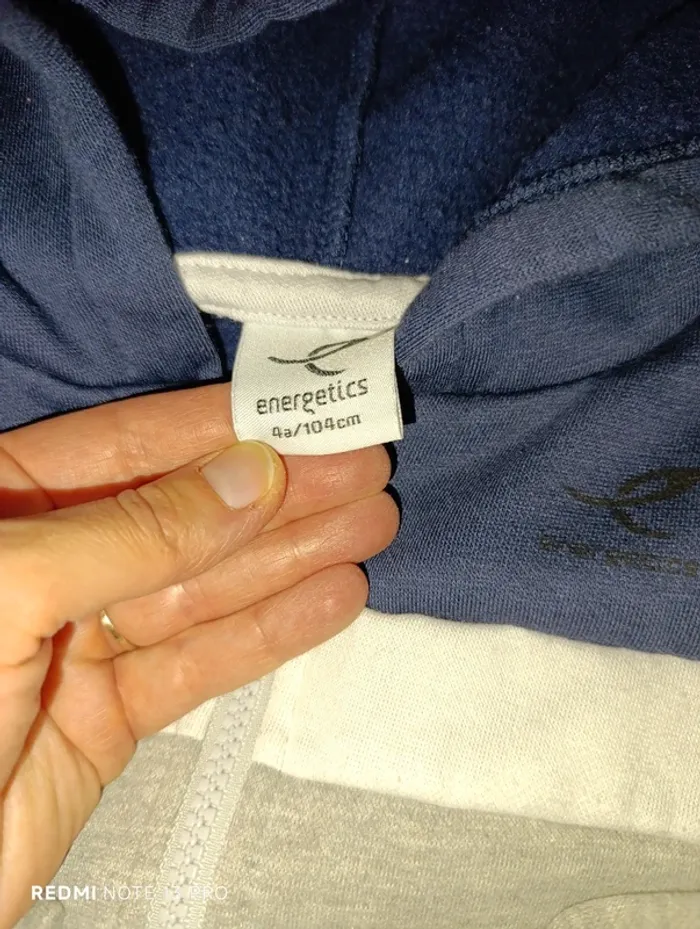 Gilet survêtement gris blanc bleu marine energetics 4 ans - photo numéro 3