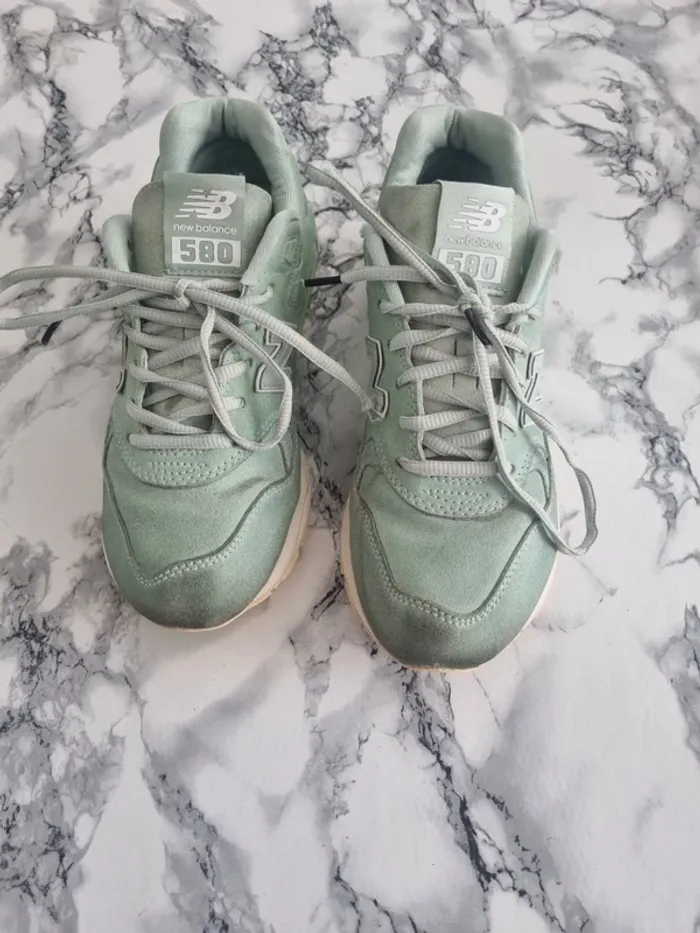 Basket New balance 580 suedine vert clair - photo numéro 3