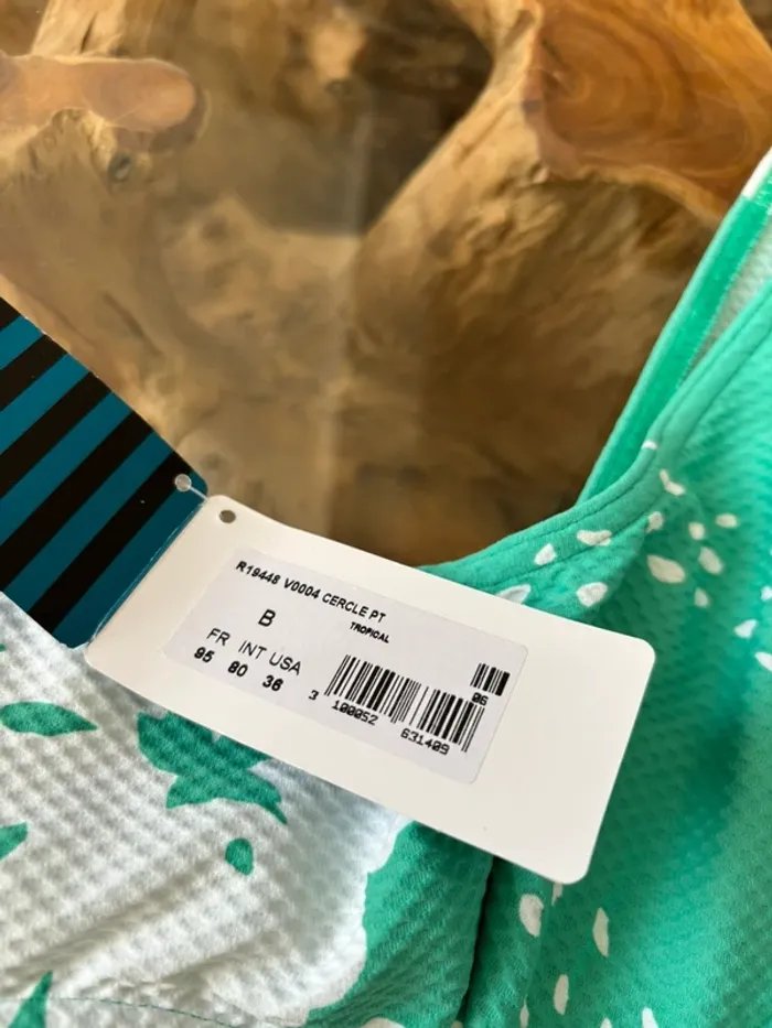 Haut de maillot de bain Maison Lejaby vert blanc piqué - photo numéro 5