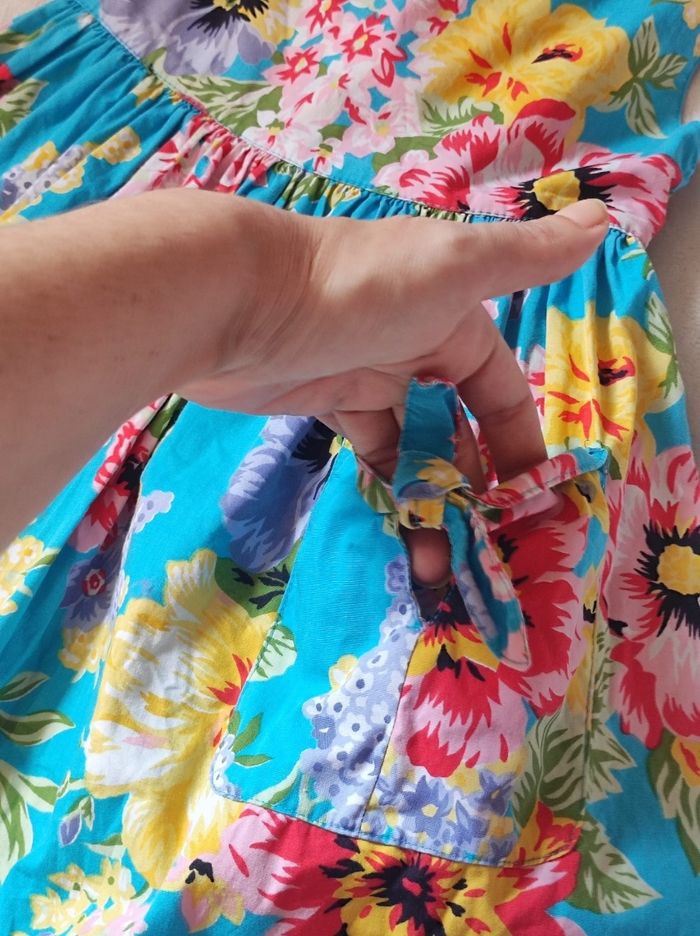 Robe bleu fleurie vintage 7ans - photo numéro 5