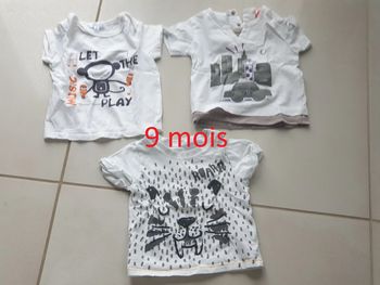 3 t-shirts manche courte 9 mois