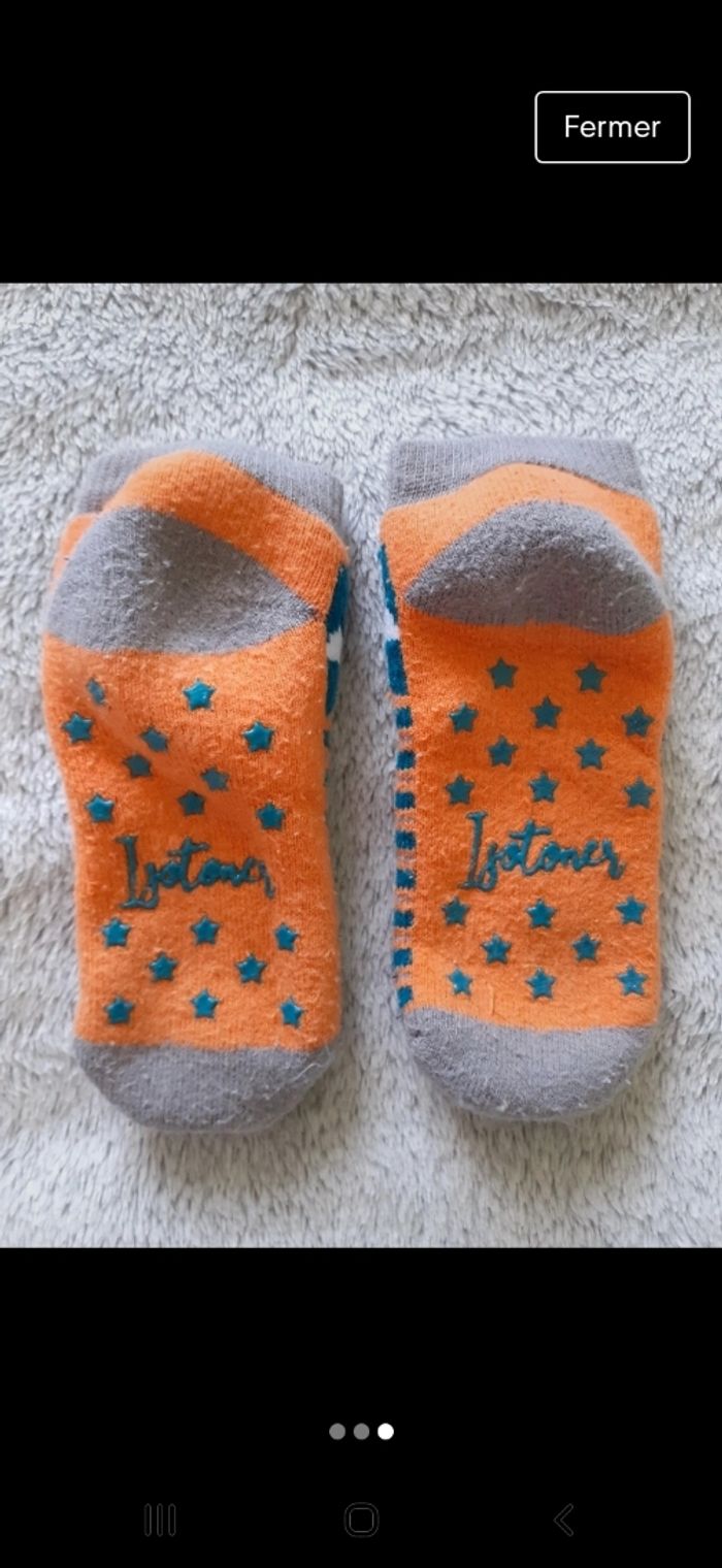 Chaussettes antidérapantes bleu et orange 19-22 - photo numéro 3
