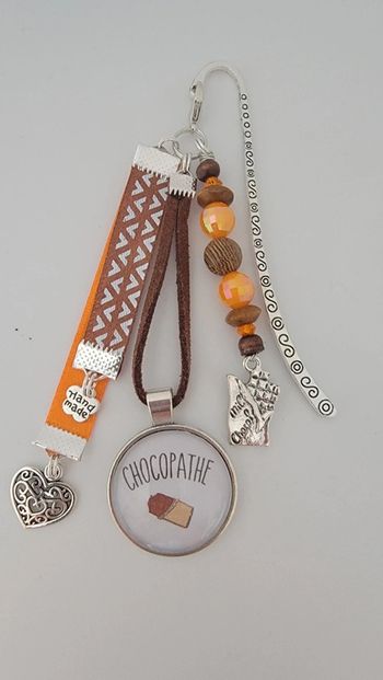 Cadeau humour chocolat, bijoux de sac ou marque page " chocopathe "