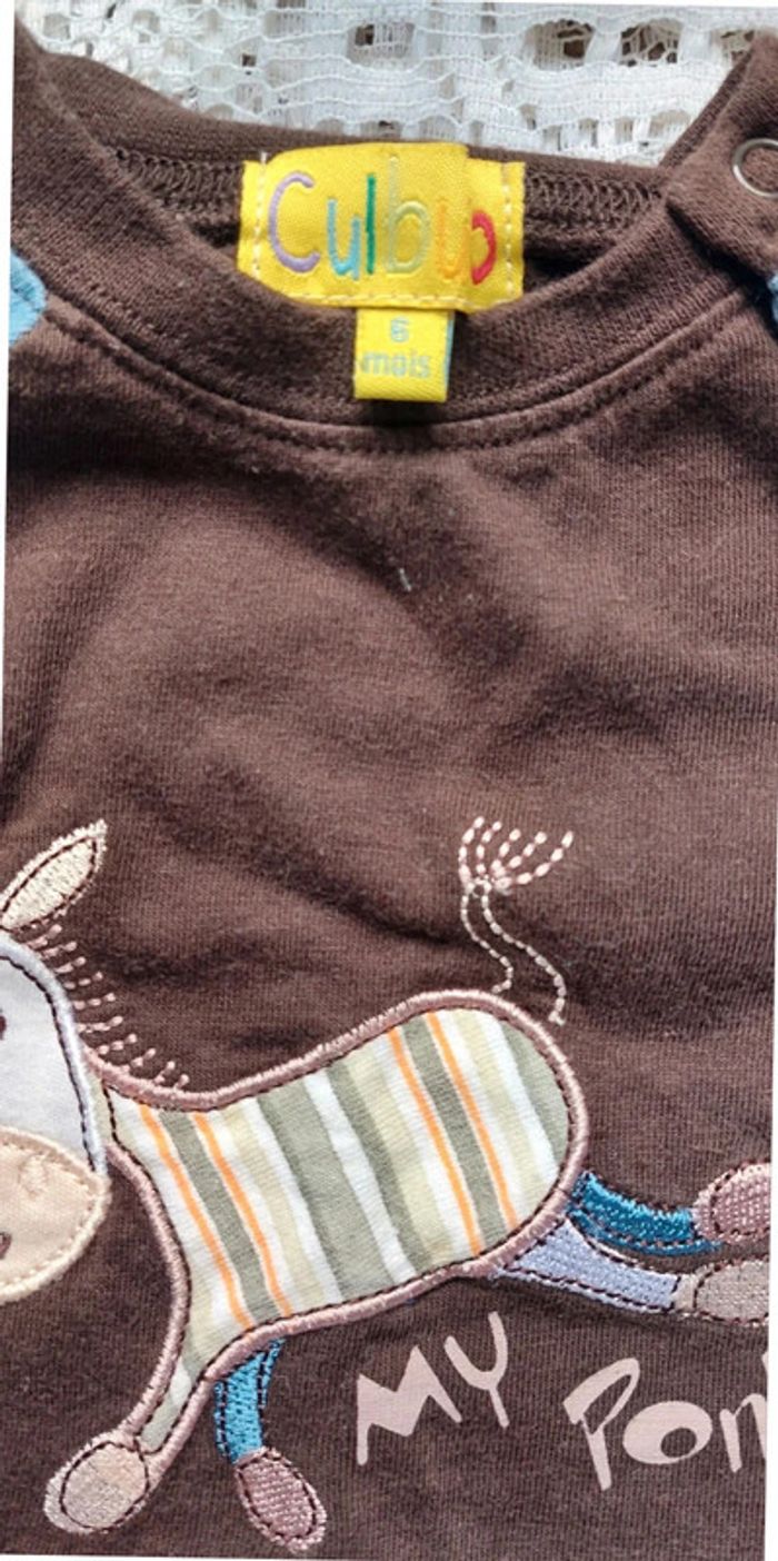 Tee-shirt manches longues bébé garçon 6 mois - CUBUS - motif poney - photo numéro 2