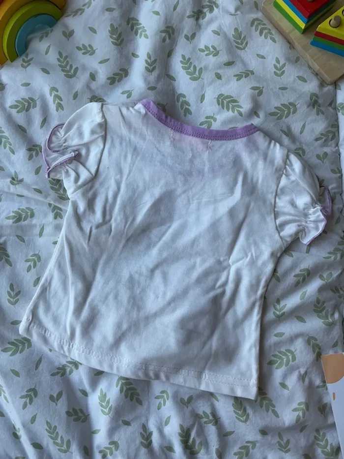 teeshirt manches courtes blanc et violet inscription devant 12 mois banana - photo numéro 6