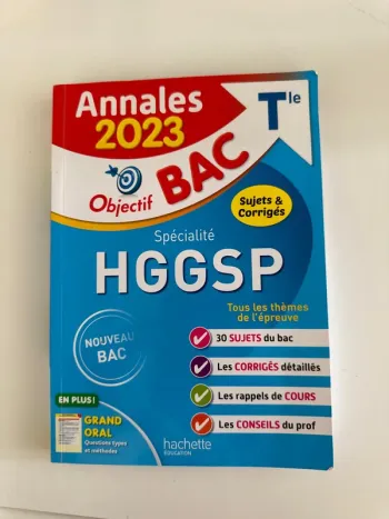 Livre annales 2023 objectif, bac spécialité hggsp