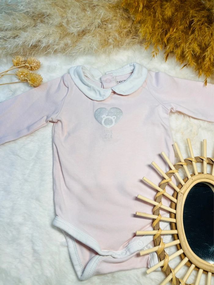 Body col Claudine rose, bébé fille, obaibi, 3 mois, très bon état