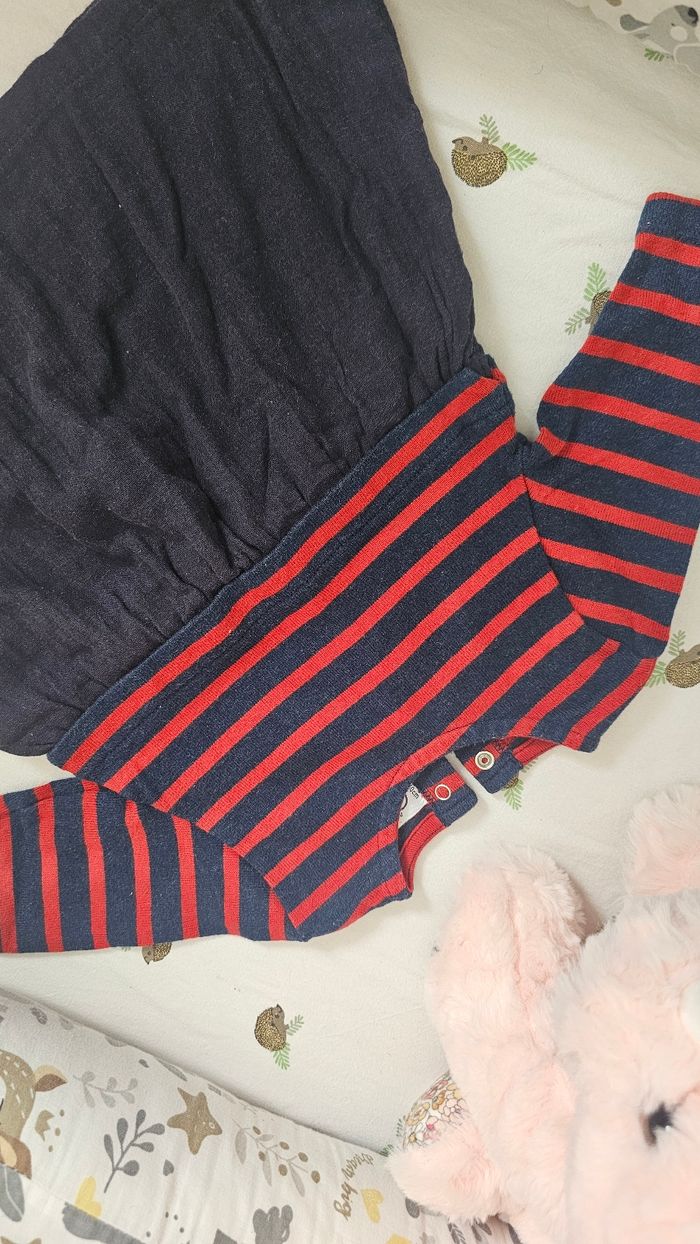 Robe PETIT BATEAU 3 mois / 60 cm – Rayée & gaze de coton - photo numéro 8