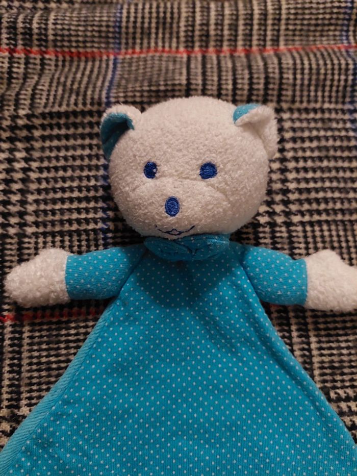 #06 Musti de mustela - doudou oursob bleu à pois - photo numéro 2