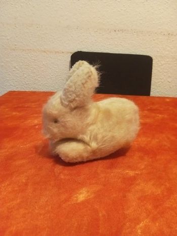 Rare Lapin beige grelot vintage, 18 cm