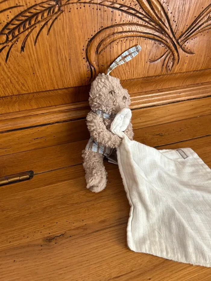 Peluche ours + doudou plat - photo numéro 2