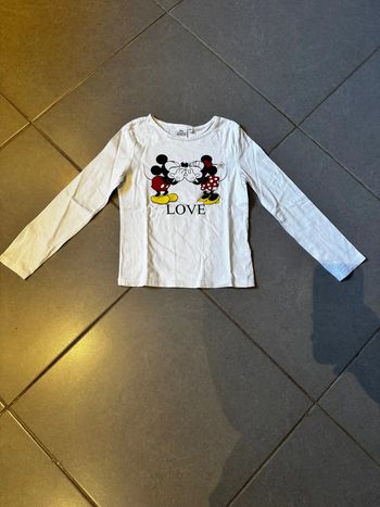 T shirt manches longues - Disney / Mickey Mouse / Minnie - Love / Bisous - Blanc - 6 ans
